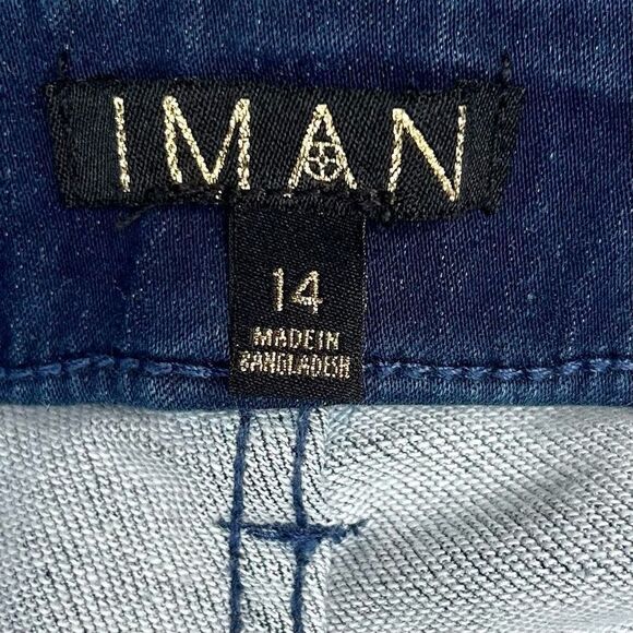 IMAN Bootcut Jeans Women's Size 14 Blue Dark Wash Stretch Pullover Denim EUC - Picture 8 of 9
